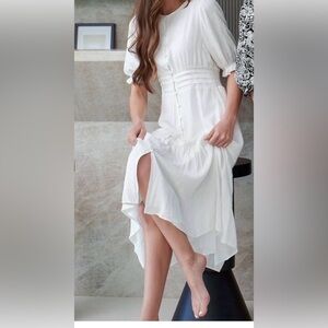Elegant White Button-Down Dress